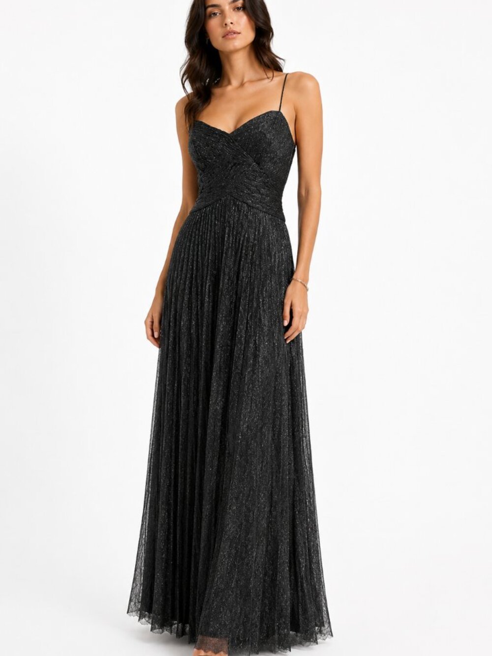 BADGLEY MISCHKA GREY LACED SEQUIN EVENING DRESS - 8
